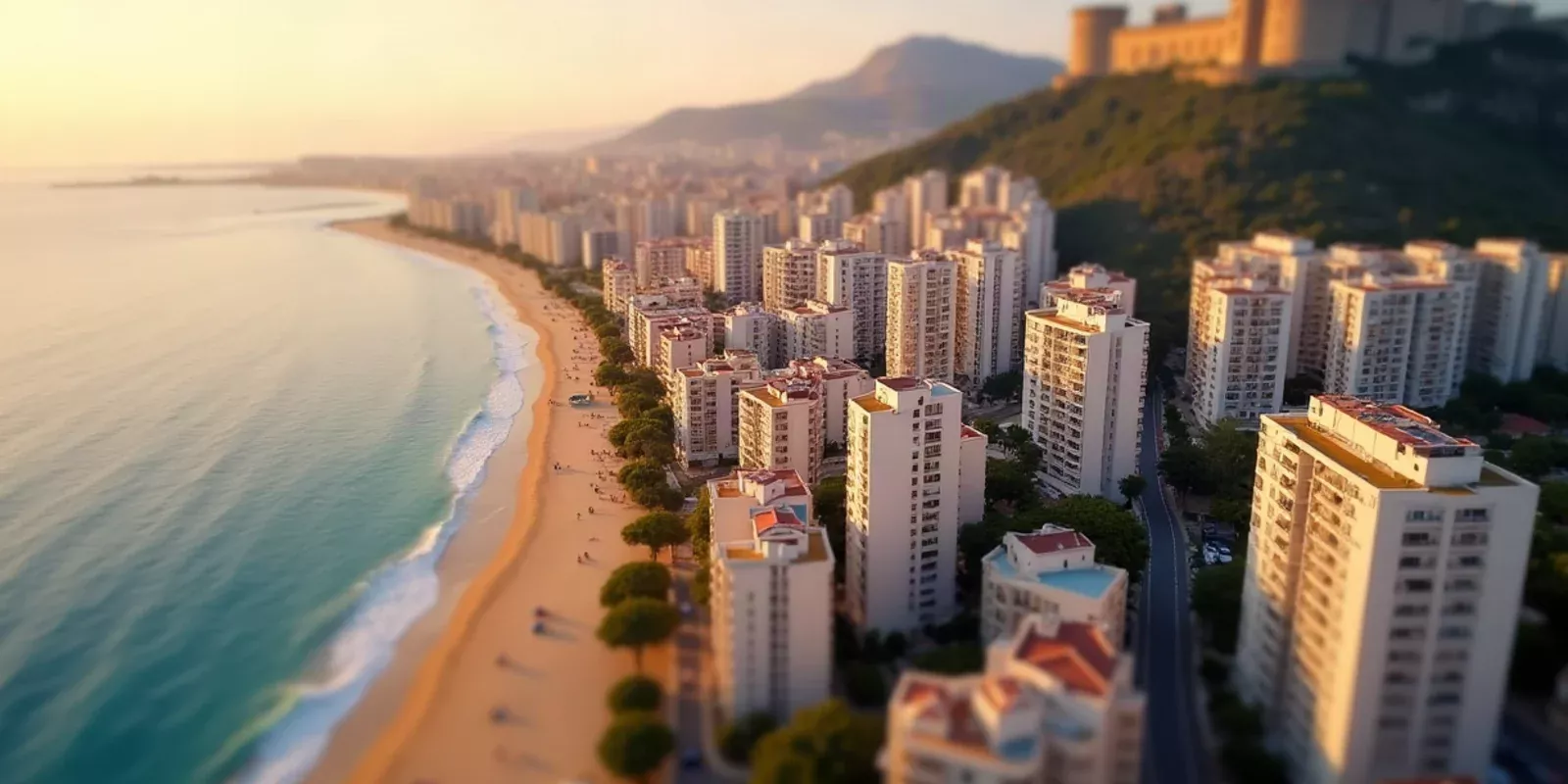 Vista aérea de Alicante con playa y edificios residenciales junto al mar