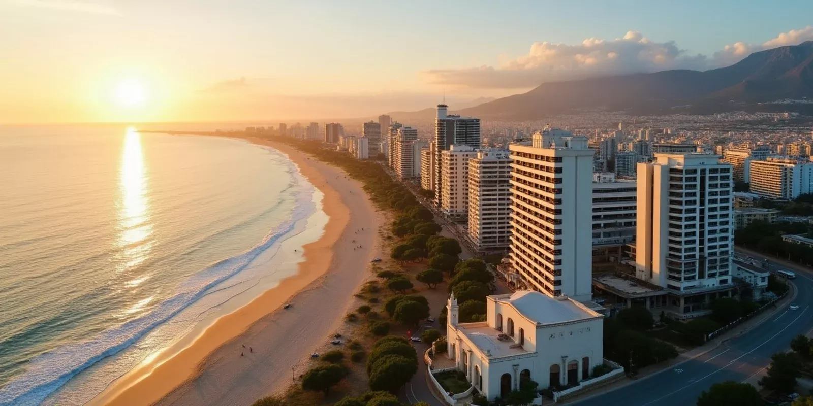 Vue aérienne de Benidorm et de la plage de Poniente, Costa Blanca