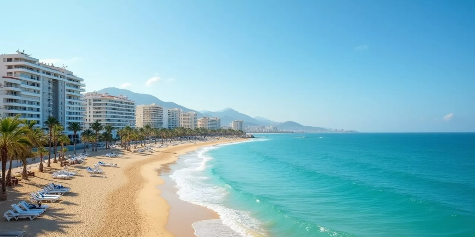 Vue panoramique de la Costa Blanca avec appartements résidentiels face à la Méditerranée, Alicante, Espagne