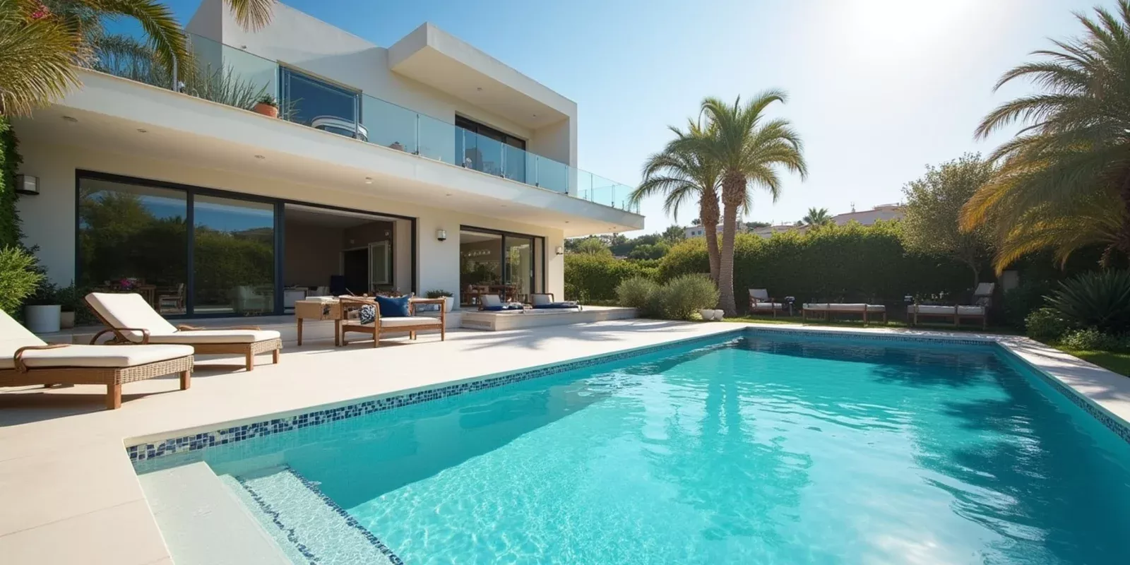 Piscina privada con vallado de seguridad en una vivienda en la Comunitat Valenciana