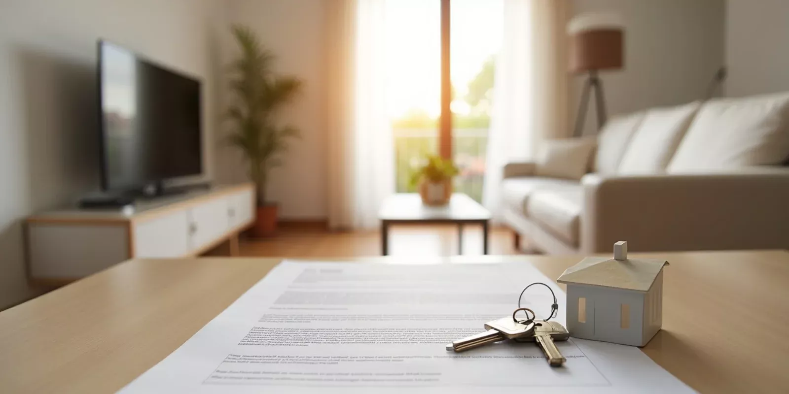 Clés et contrat de location sur une table dans un appartement moderne en Comunitat Valenciana